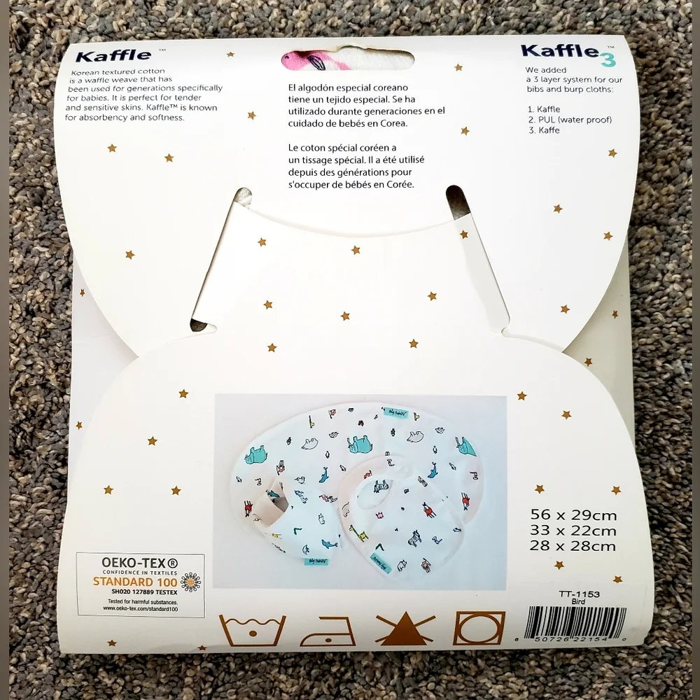 NEW Tiny Twinkle Star Kaffle Baby Burp Cloth Feeding & Drool Bibs Bird Pattern